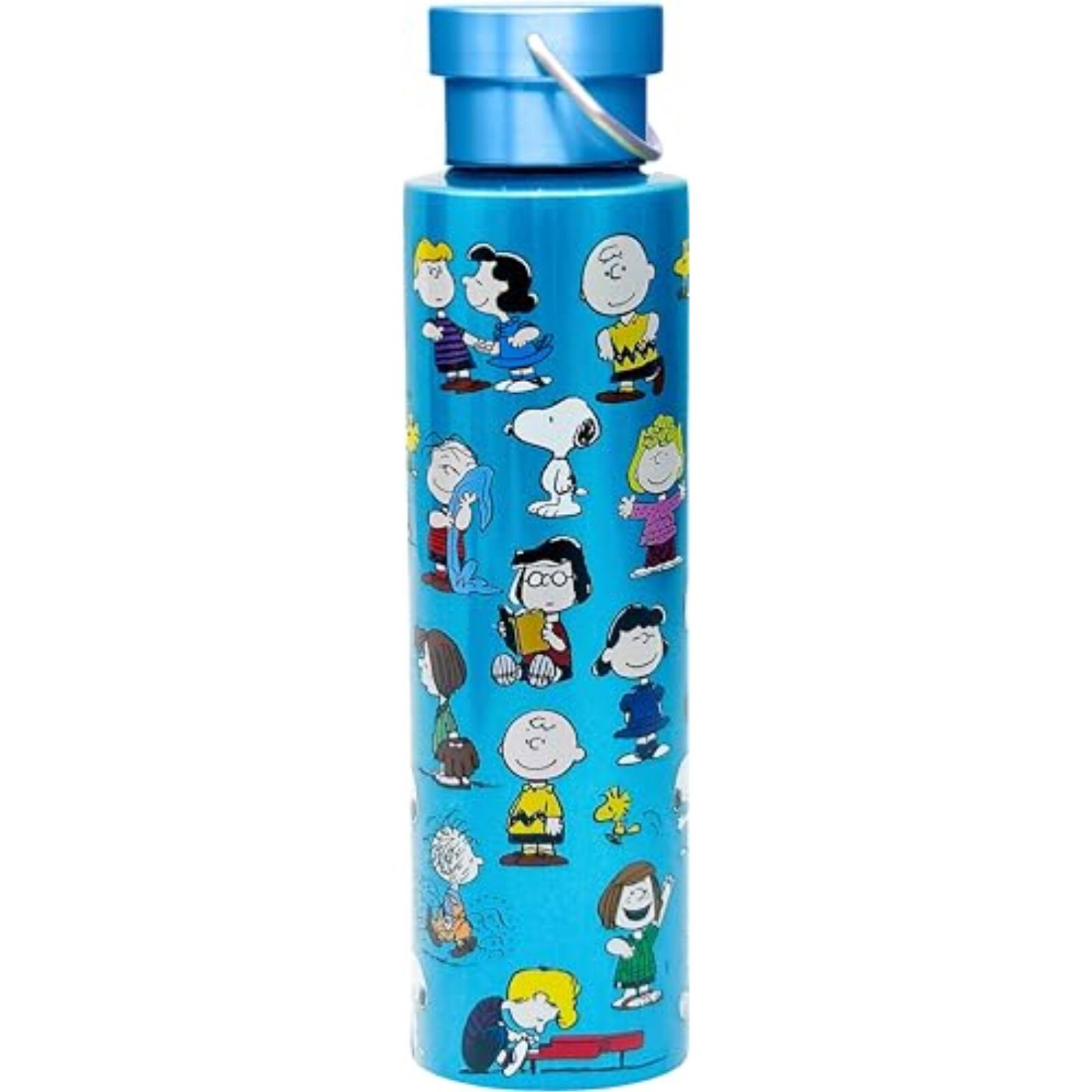 Front. Spoontiques - Spoontiques Peanuts Characters Stainless Steel Bottle with Twist Lid 24 ounces - Blue.