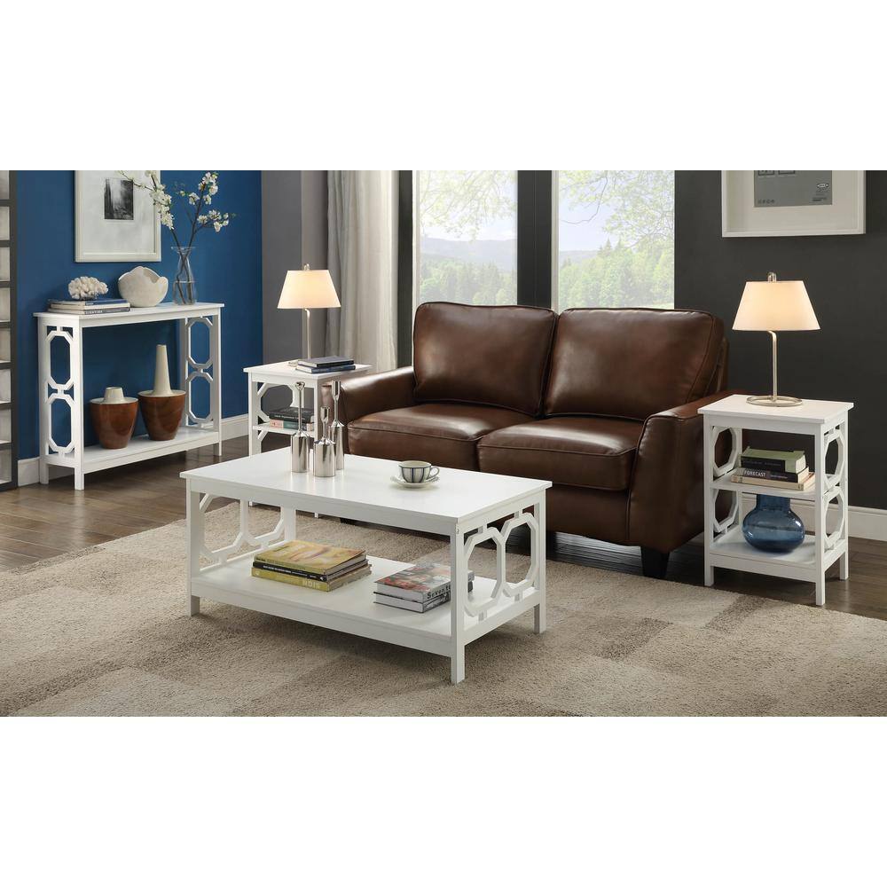 Left. Convenience Concepts - Omega Coffee Table with Shelf White - White.