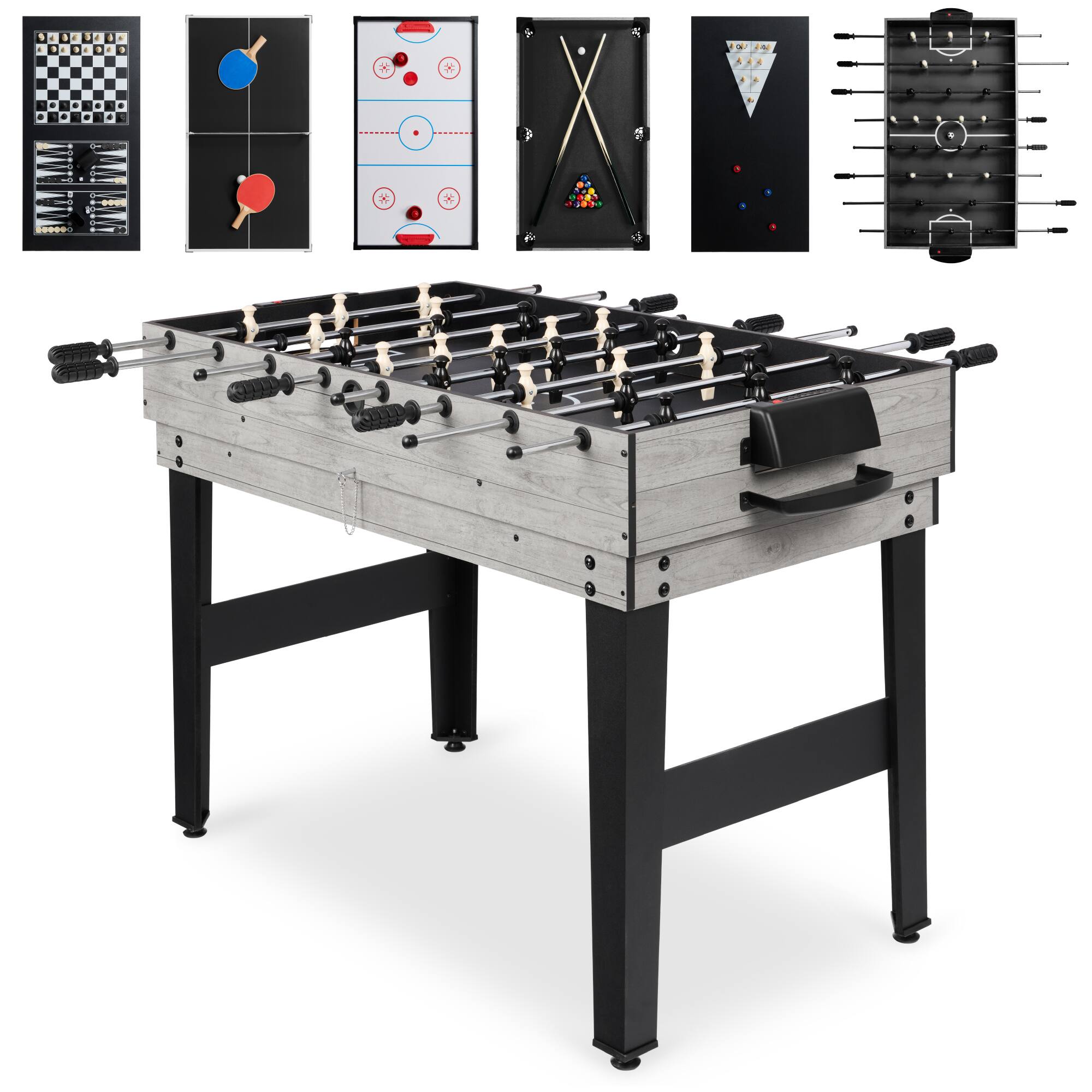 Best Choice Products - 2x4ft 10-in-1 Combo Game Table Set w/ Hockey, Foosball, Pool, Shuffleboard, Ping Pong - Gray