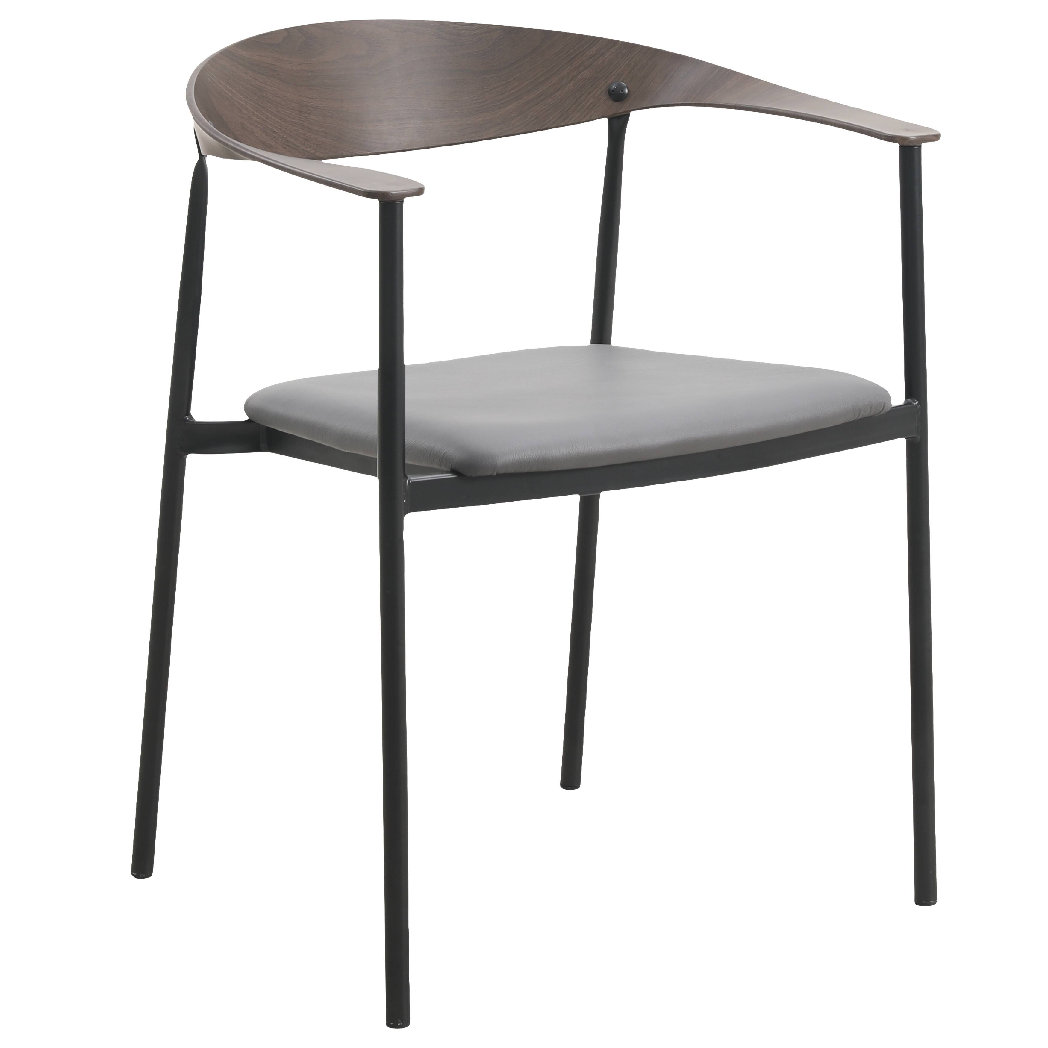 Front. LeisureMod - Kora Modern Faux Leather Dining Chair, Open Back Accent Kitchen Chair, Fully Assembled - Charcoal.