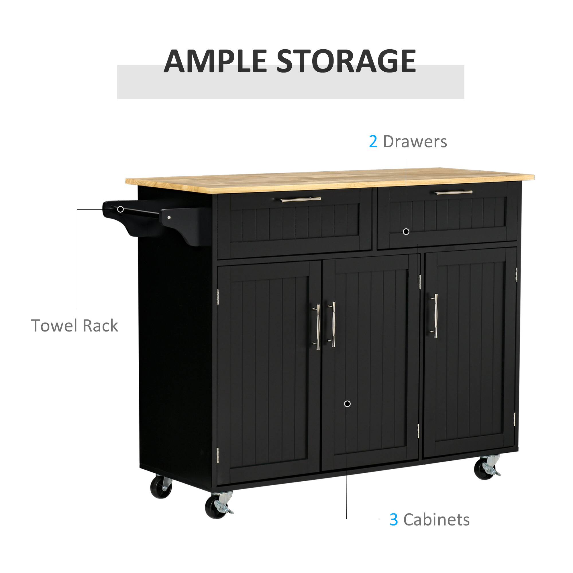 AMPLE STORAGE

- 2 Drawers
- Towel Rack
- 3 Cabinets