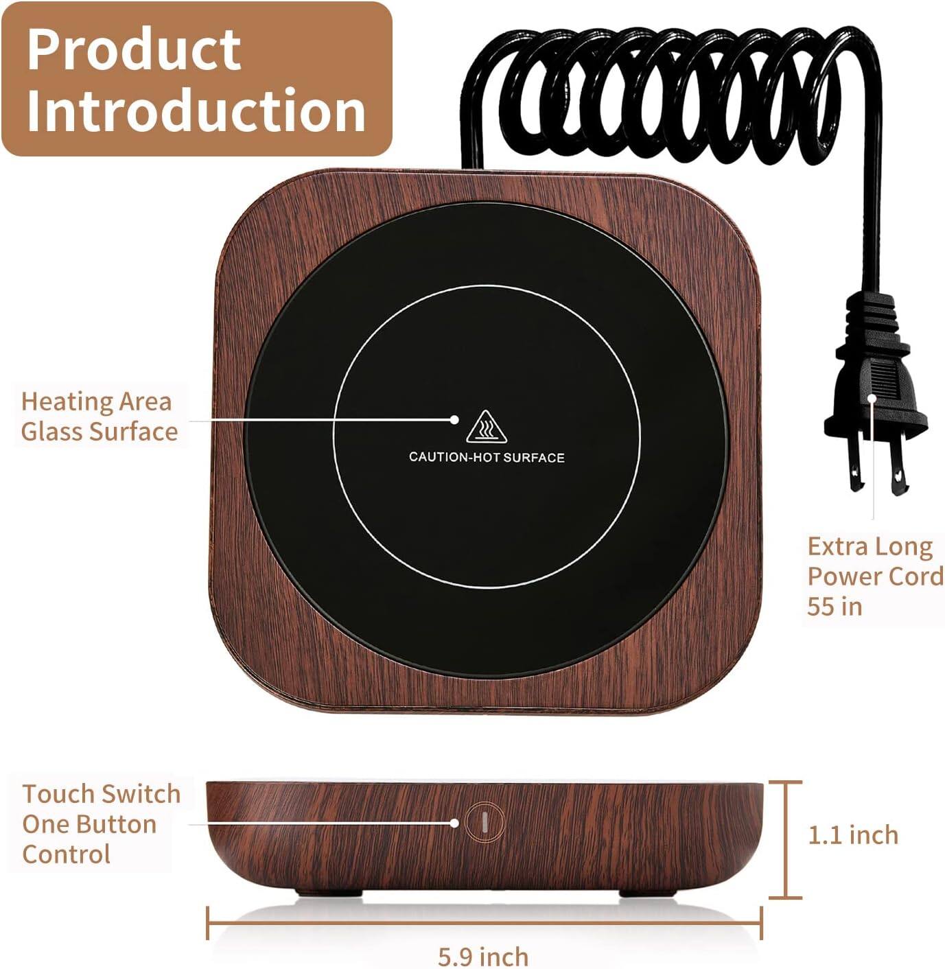 Product Introduction

- Heating Area Glass Surface
- CAUTION-HOT SURFACE
- Extra Long Power Cord 55 in
- Touch Switch One Button Control
- 5.9 inch
- 1.1 inch