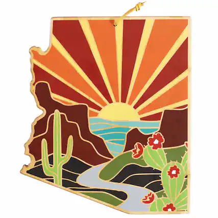 Front. Totally Bamboo - Arizona Cutting Board with Artwork by Summer Stokes.