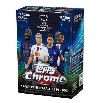 TRADING CARDS
AGES 6+
SEASON 2022/23
UEFA Women's Champions League
Topps Chrome
3 AQUA PRISM PARALLELS PER BOX!
(NO PURCHASE NECESSARY. VISIT TOPPS.COM/NPN FOR DETAILS AND ENTRY)
THE EXCLUSIVE UEFA WOMEN'S CHAMPIONS LEAGUE TRADING CARDS