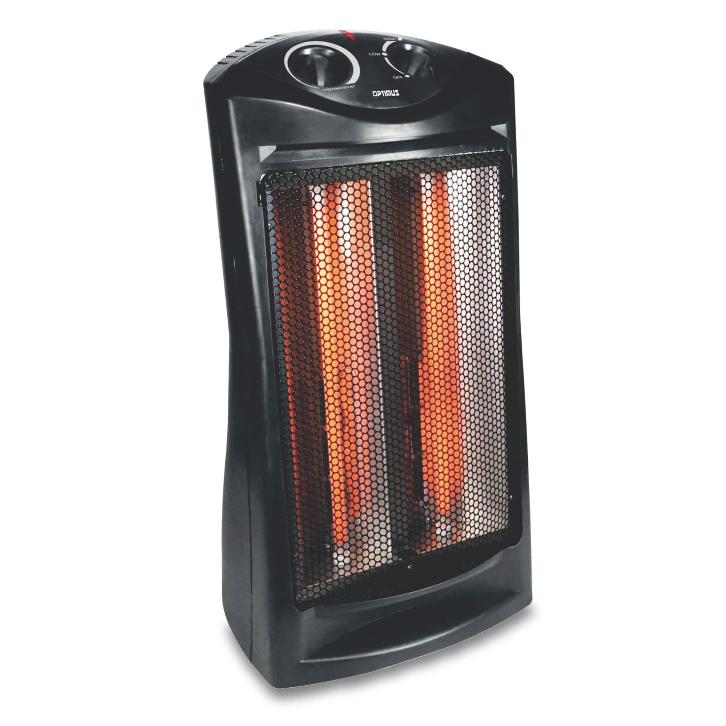Optimus - Fan Forced Tower Quartz Heater with Thermostat - Black