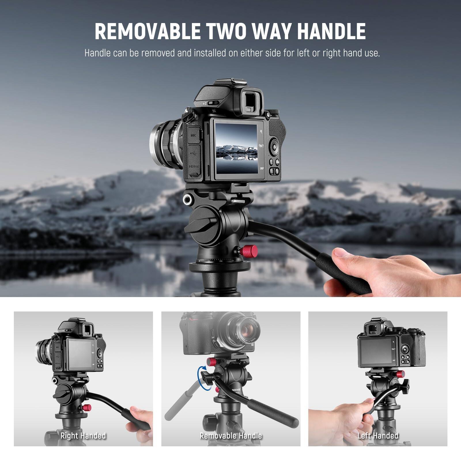 REMOVABLE TWO WAY HANDLE  
Handle can be removed and installed on either side for left or right hand use.

- Right Handed
- Removable Handle
- Left Handed