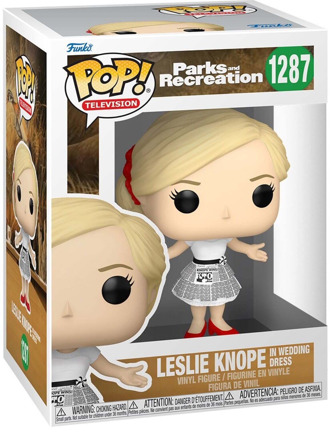 TOP Tonle Funko Parks and 1287 1 POP! Recreation ELEOSION TELEVISION KNOP WINS! SO FERATE TNRE 1  IN WEDDING LESLIE KNOPE VINYLE DRESS / FIGURINE EN VINYL FIGURE FIGURA DE VINIL WINS PELIGRO DE ASFIXIA. OPE ADVERTENCIA: nios menores de 36 meses. TO ATTENTION: DANGER D'TOUFFEMENT. Partes pequeas. No es adecuado para de moins de 36 mois. CHOKING HAZARD. convient pas aux enfants WARNING: under 36 months Petites pieces. Ne Not suitable for children Smal parts.