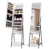 Front. Costway - Costway Jewelry Cabinet Armoire Full-Length Mirror with 3-Color LED Lights & Drawer - White.