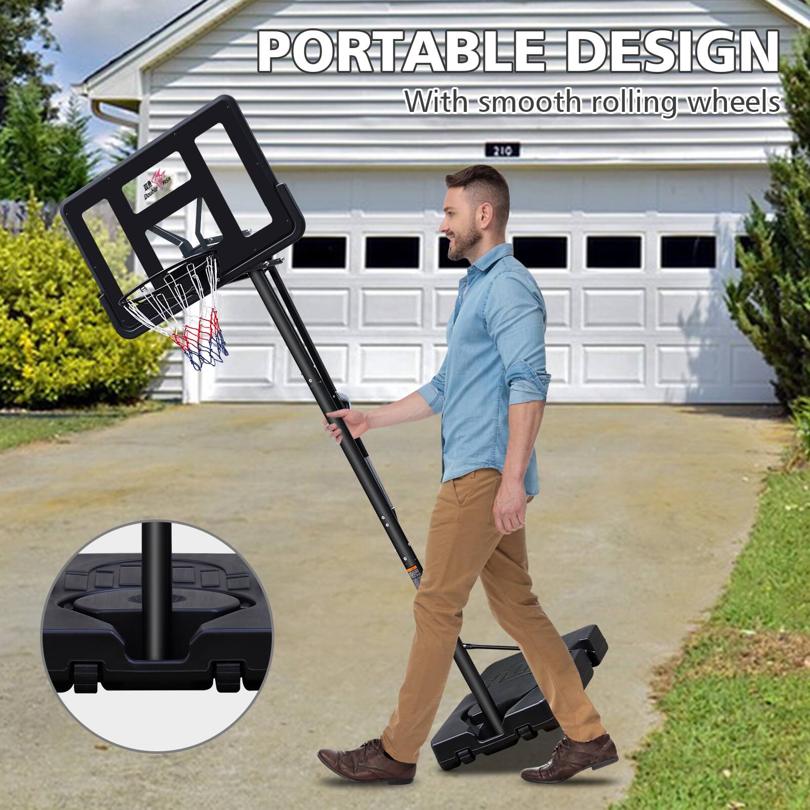 PORTABLE DESIGN  
With smooth rolling wheels