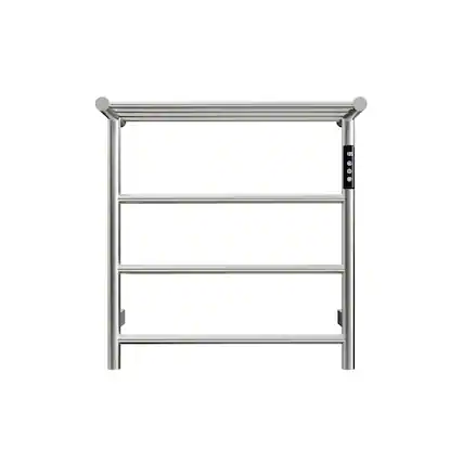 Front. YOSIMFUR - Smart Electric Towel Warmer 4-Bar 70W Wall Mounted with Shelf LED Screen Timer and Plug-In and Hardwire in Nickel - Nickel.