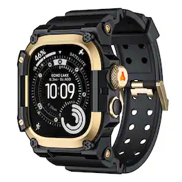 Dteck - Sport Band with Rugged Case for Apple Watch Ultra 3/2/1 49mm, Military Grade Shockproof Cover for Outdoor Adventures - Gold Black