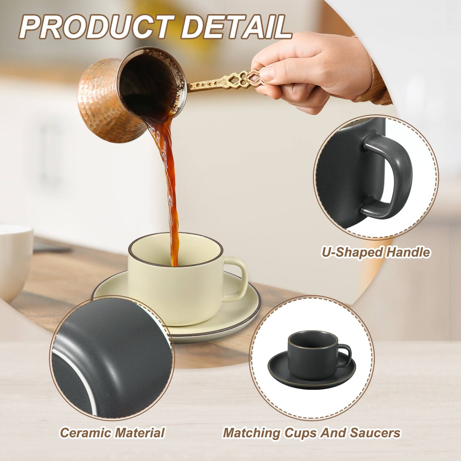 PRODUCT DETAIL

- U-Shaped Handle
- Ceramic Material
- Matching Cups And Saucers