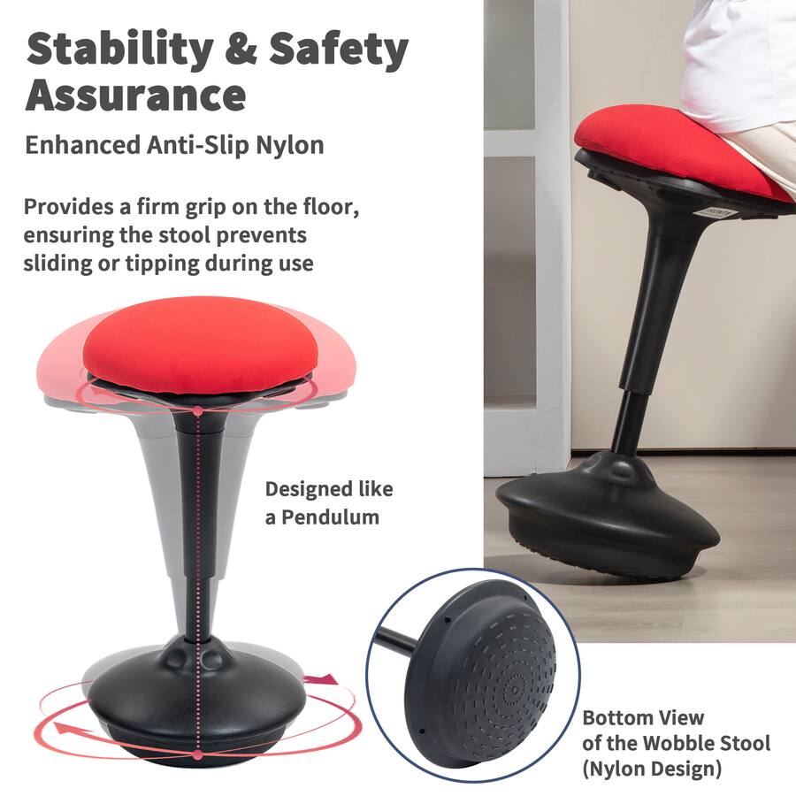 Wobble Stool Bar Stool For Standing Desk Homcom Backless Wobble