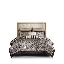 Gracie Mills - Thornton Supreme Comfort: 12-Piece Comforter Ensemble with Cotton Bed Sheets - Black