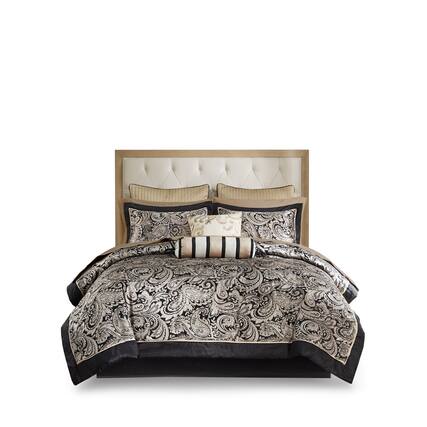 Front. Gracie Mills - Gracie Mills Thornton Supreme Comfort: 12-Piece Comforter Ensemble with Cotton Bed Sheets - Black.