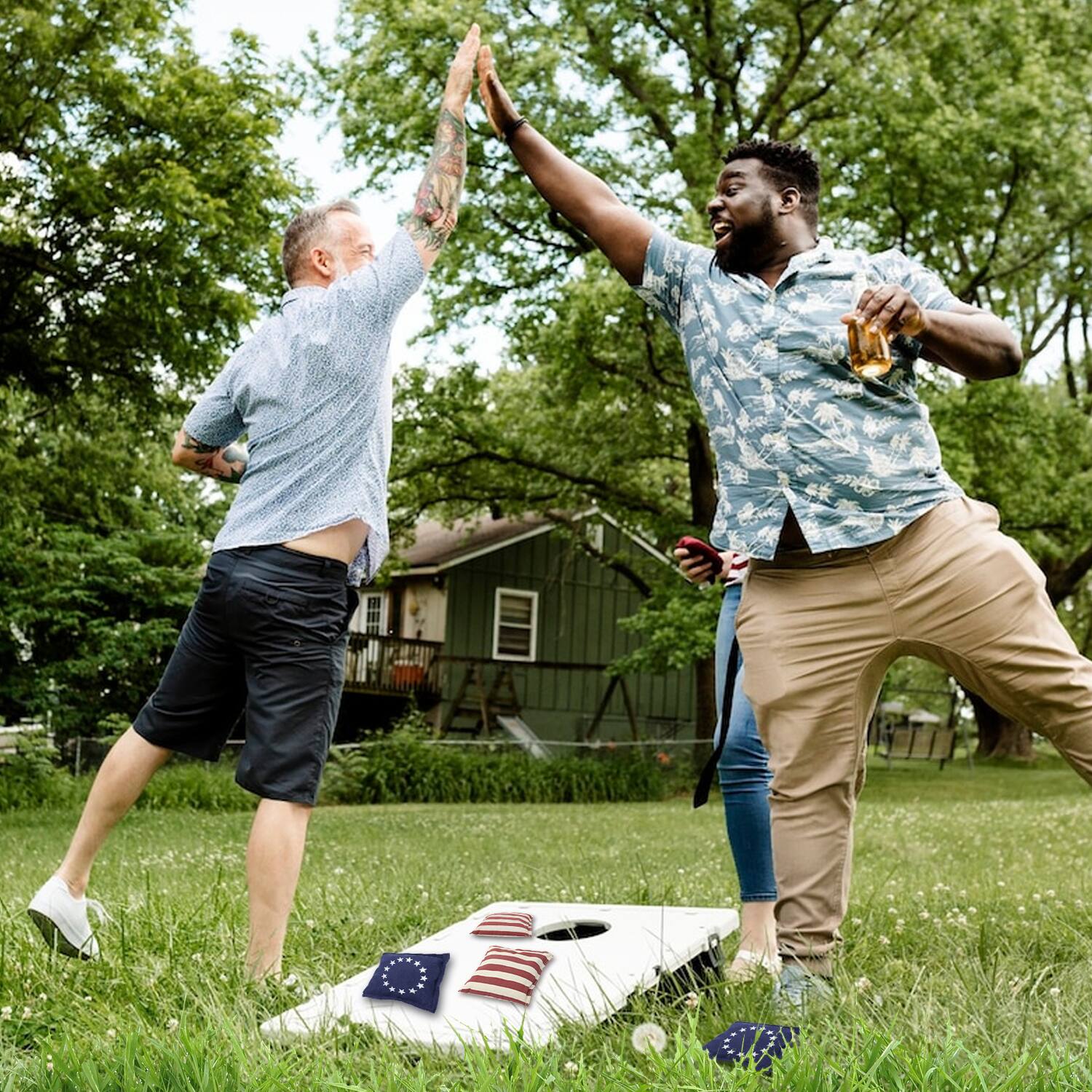 Alt View 2. GSE Games & Sports Expert - Set of 8 Premium Weather Resistant Regulation Size and Weight Cornhole Bean Bags.(Betsy Ross Flag) - Betsy Ross Flag.