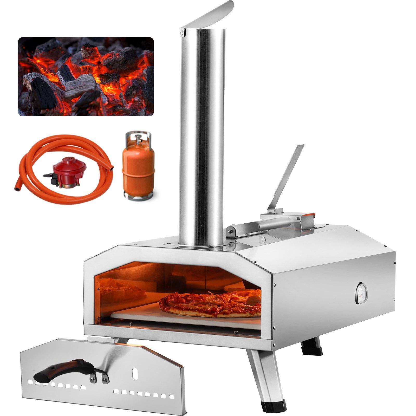 Alt View 10. Glintex - 12in Pizza Oven Dual Fuel Maker, Portable Pellet Gas Oven Foldable for Camping and Backyard - Silver.