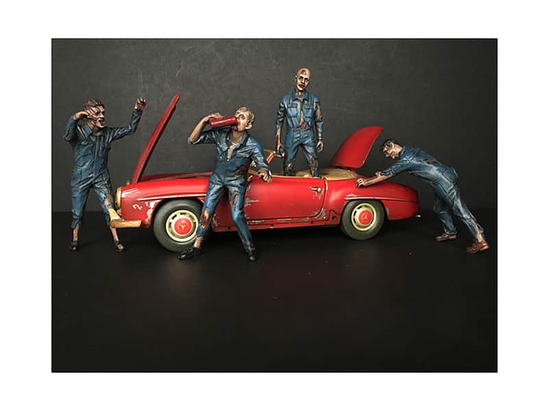 Zombie Mechanics 4 Piece Figurine Set "Got Zombies??" for 1/18 Scale Models by American Diorama - Multi