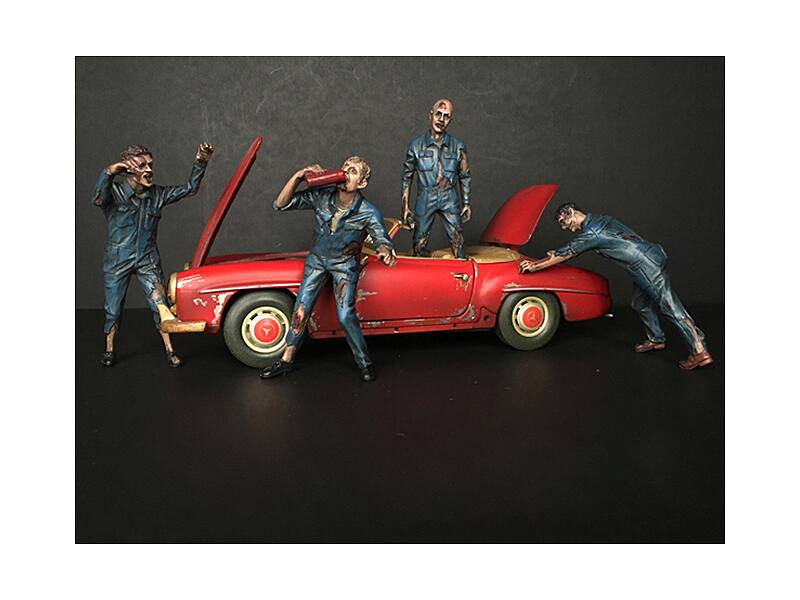 Zombie Mechanics 4 Piece Figurine Set "Got Zombies??" for 1/18 Scale Models by American Diorama - Multi
