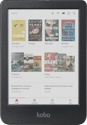 7:38 PM
W FOBE TIMES BESTSELLER
1. YELLOWFACE
R.F. KUANG
67% Read
3 HOURS TO GO
2. A WORLD OF CURIOSITIES
LOUISE PENNY
1% Read
3. HELLO BEAUTIFUL
ANN NAPOLITANO
38% Read
4. I HAVE SOME QUESTIONS FOR YOU
REBECCA MAKKA
9% Read
7 HOURS TO GO
5. THE WAGER
DAVID GRANN
6. THE THIEF
THE LIVANIANS
7. MAAME
JESSICA GEORGE
8. The GILLY
A Novel
My Books
11,487 BOOKS
Fiction
1,853 UNREAD BOOKS
Browse fiction, romance, biographies, and more
Read articles from the web on your eReader
CATEGORIES
Home
My Books
Discover
More