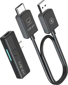 MINIX - USB-C HDMI Wireless Extender, USB C Transmitter and HDMI Receiver Wireless Display Dongle, 1080P 60Hz, Plug & Play - Black