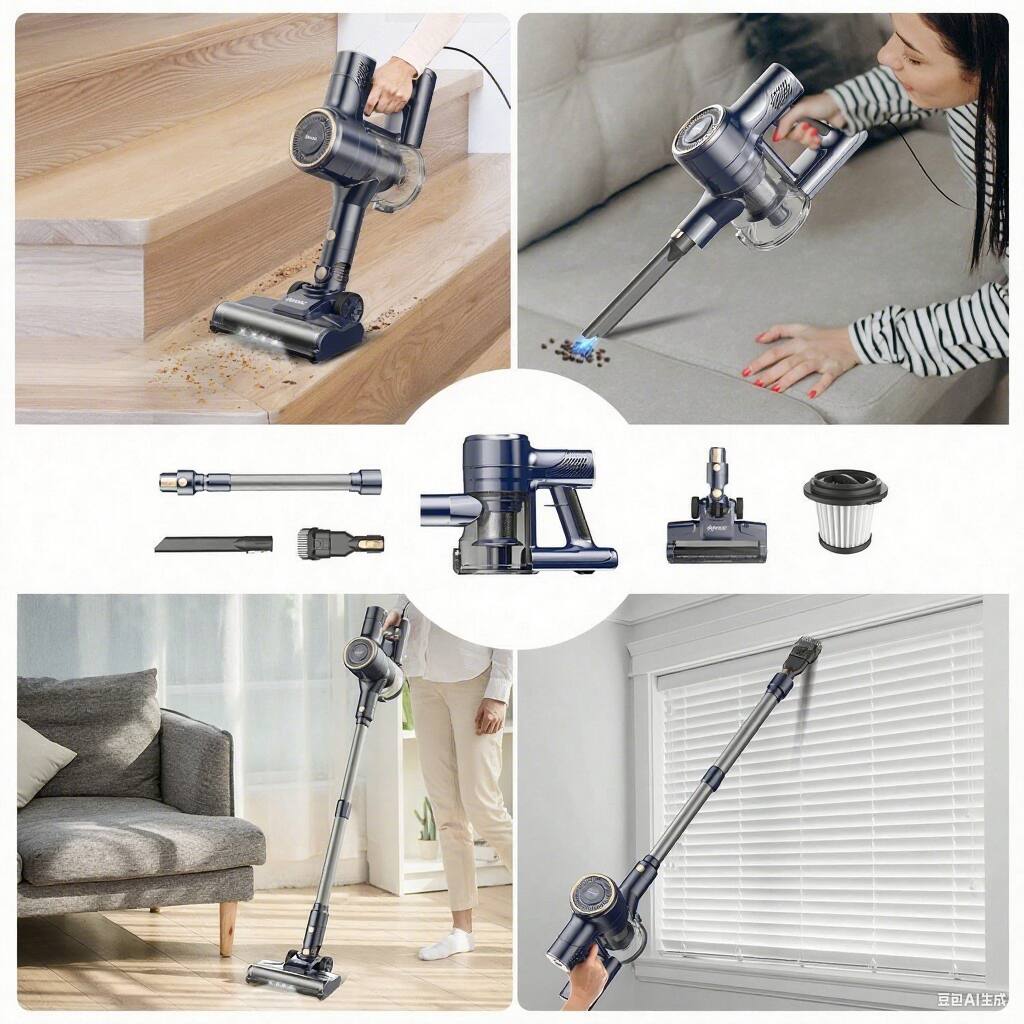 Alt View 8. DEVOAC - I8 Corded Vacuum Cleaner, Free-Stand 6 in 1 Powerful Lightweight Vacuum, 600W 23KPa Stick Vacuum, for home, floor - Blue.