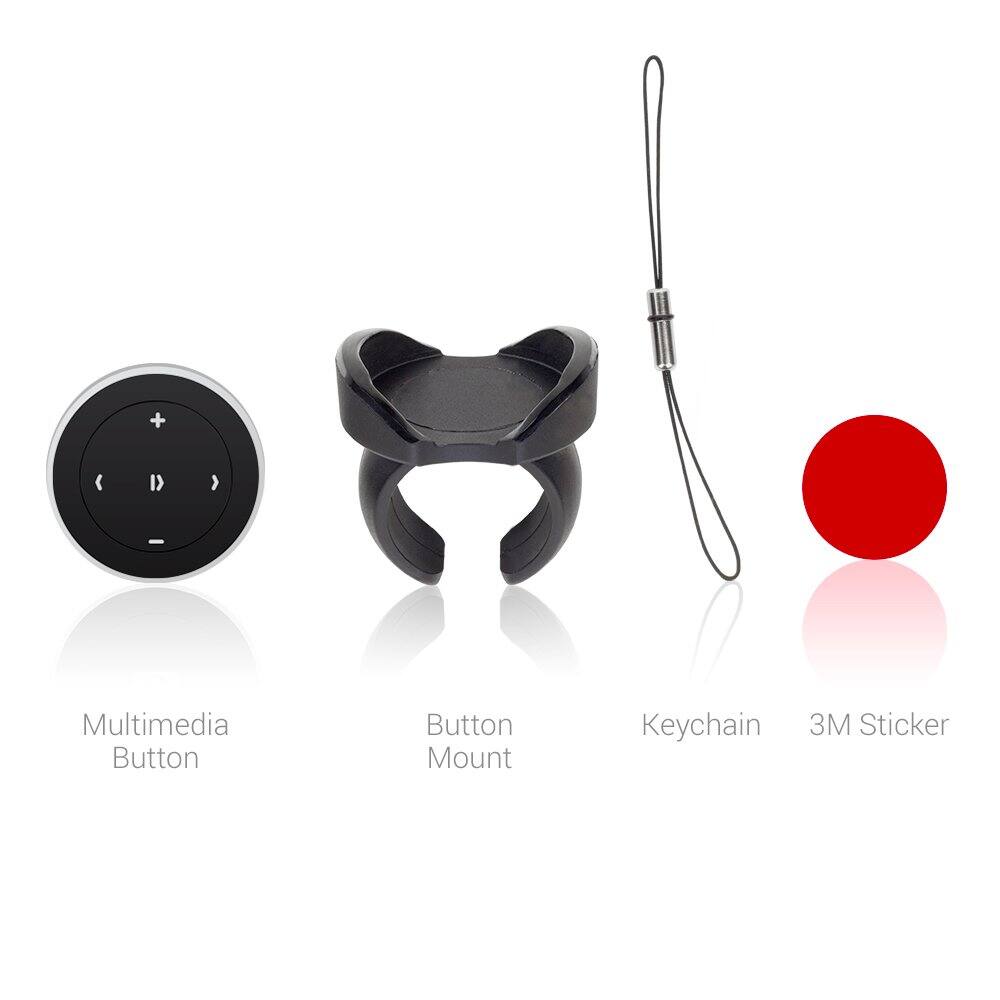 1) Multimedia Button  
2) Button Mount  
3) Keychain  
4) 3M Sticker