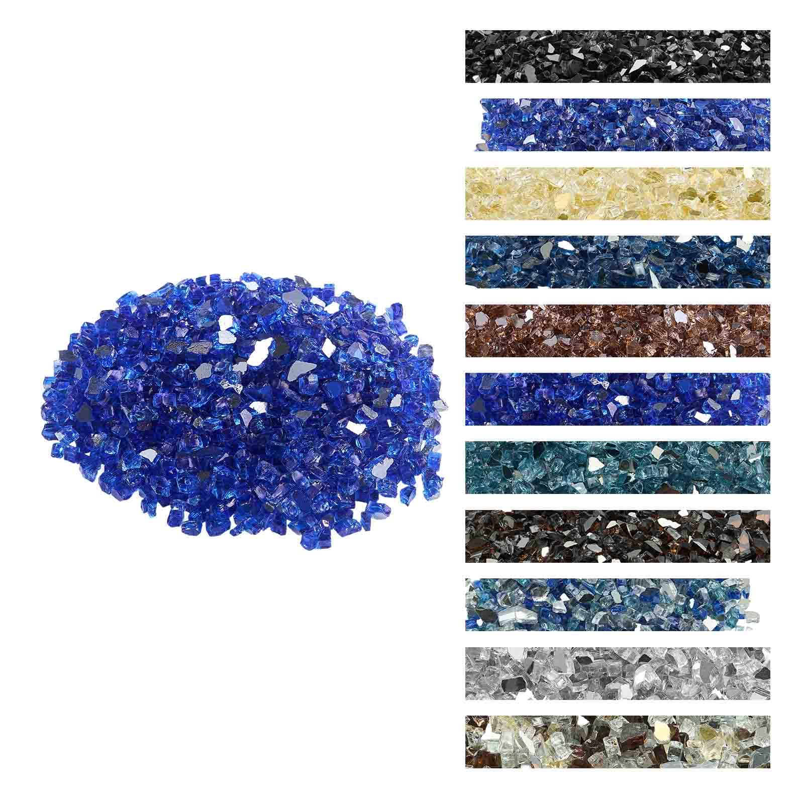 Front. VEVOR - Fire Glass, 20LBS / 9KG High-Temperature Resistant Fireplace Rocks, 1/2-Inch / 12.7 mm Reflective & Smokeless - Cobalt Blue.