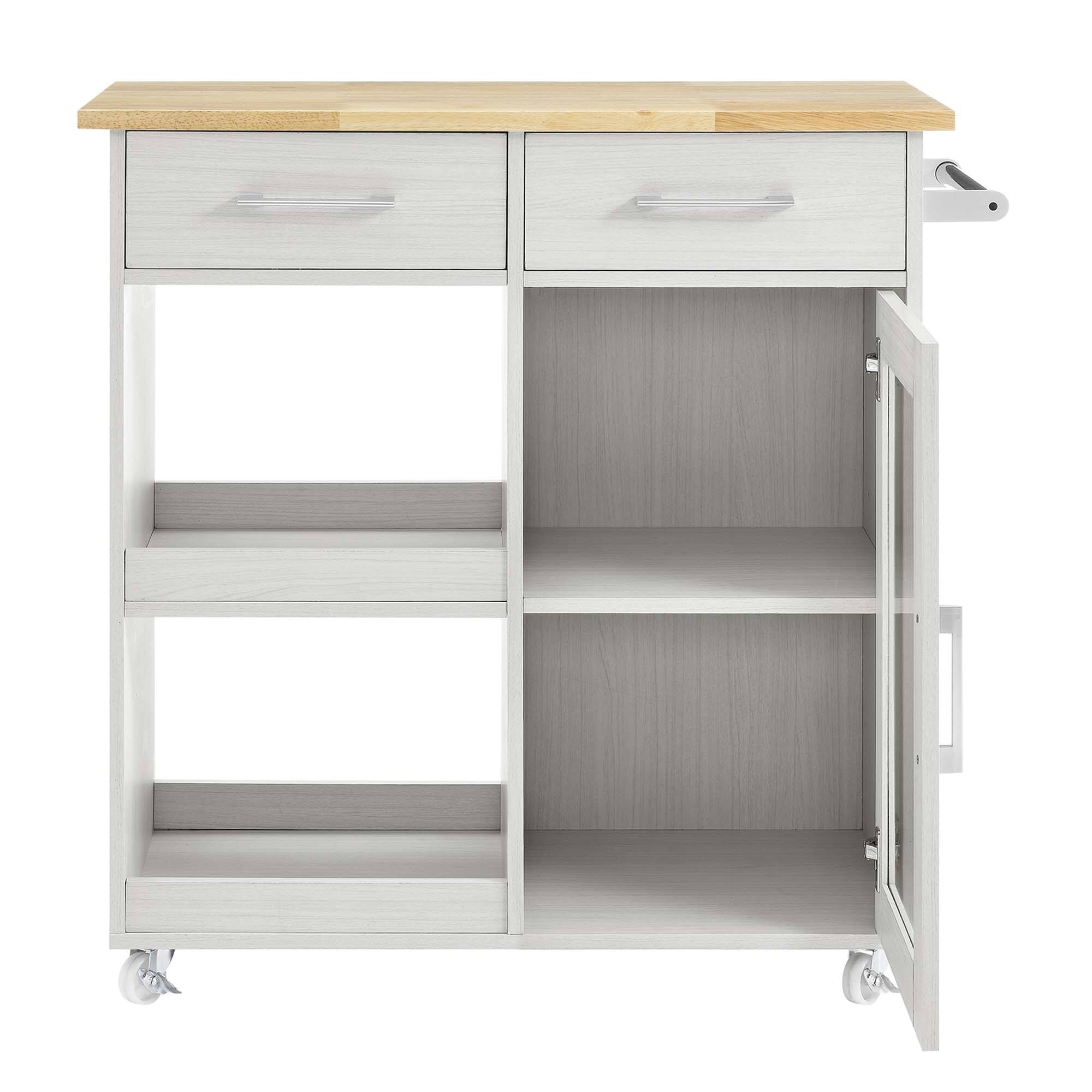 Alt View 5. Modway - Culinary Kitchen Cart With Towel Bar by Modway - White Natural.