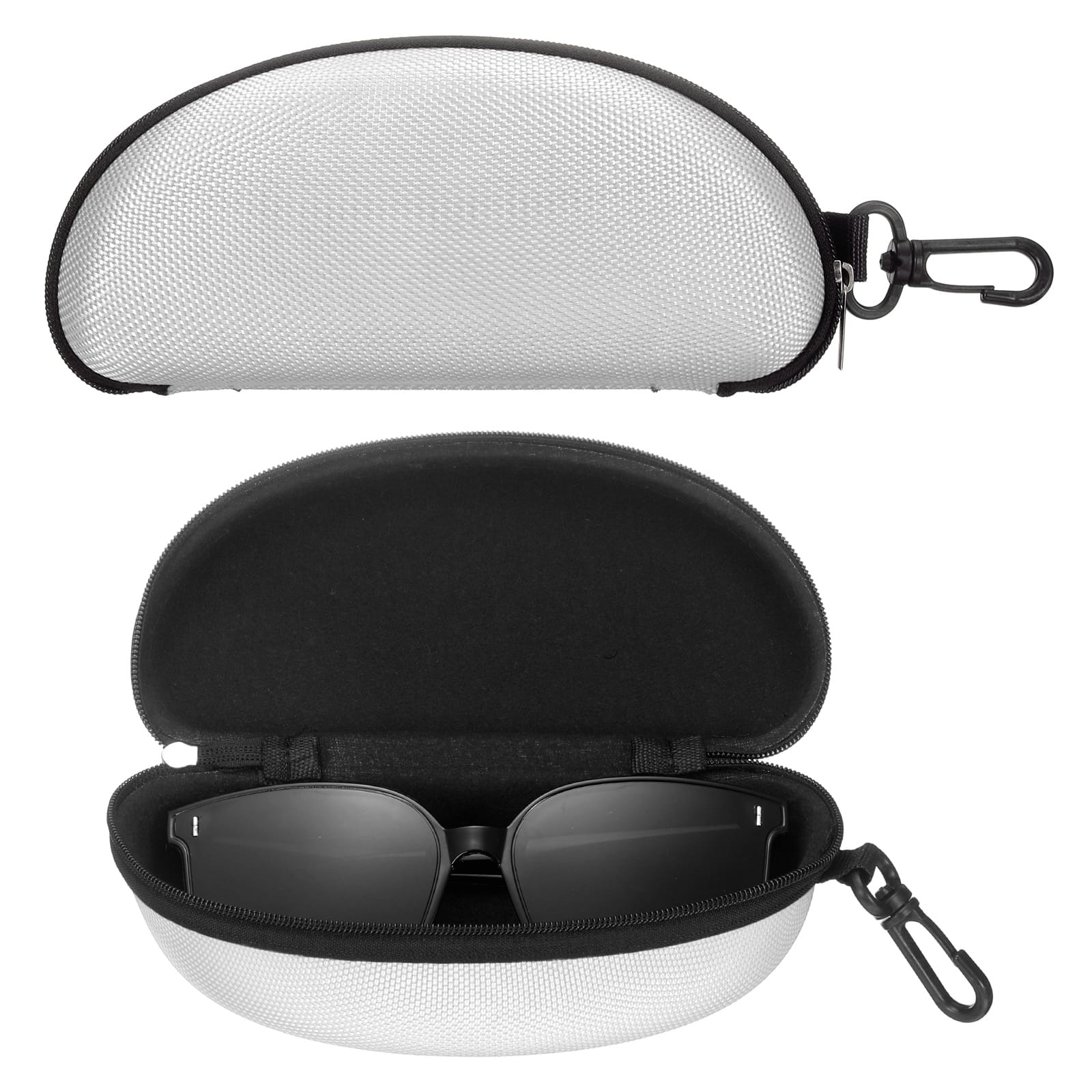 Unique Bargains - 2pcs Sunglasses Soft Case Hard Shell Zipper Holder with Metal Hook for Travel Sport - Silver price history on PriceWatchPro