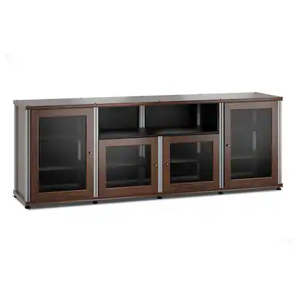 Front. Salamander Designs - Salamander Designs Synergy 345 Quad AV Cabinet (Dark Walnut with Aluminum Posts) - Dark Walnut/Aluminum.