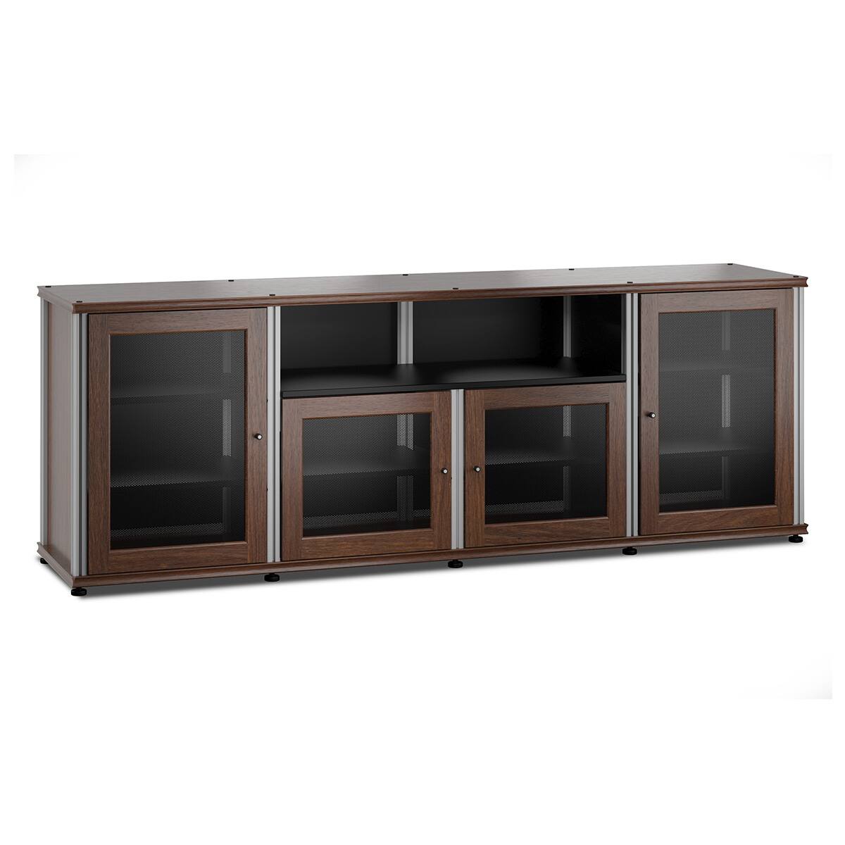 Front. Salamander Designs - Salamander Designs Synergy 345 Quad AV Cabinet (Dark Walnut with Aluminum Posts) - Dark Walnut/Aluminum.