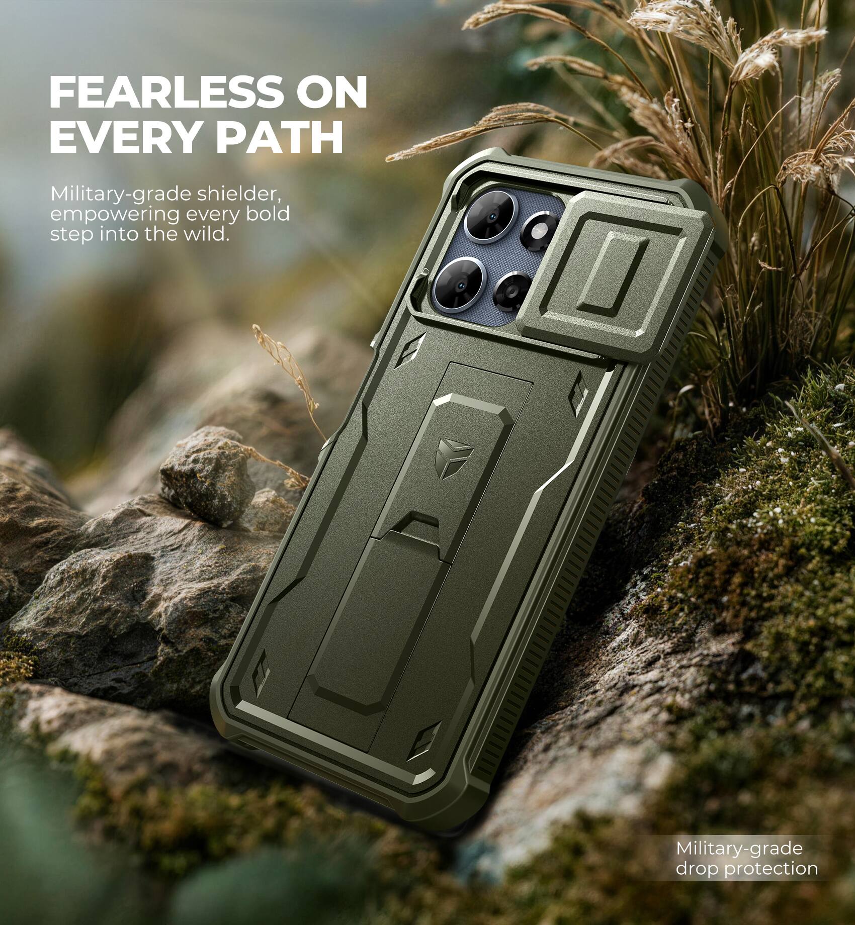 FEARLESS ON EVERY PATH

Military-grade shielder, empowering every bold step into the wild.

Military-grade drop protection