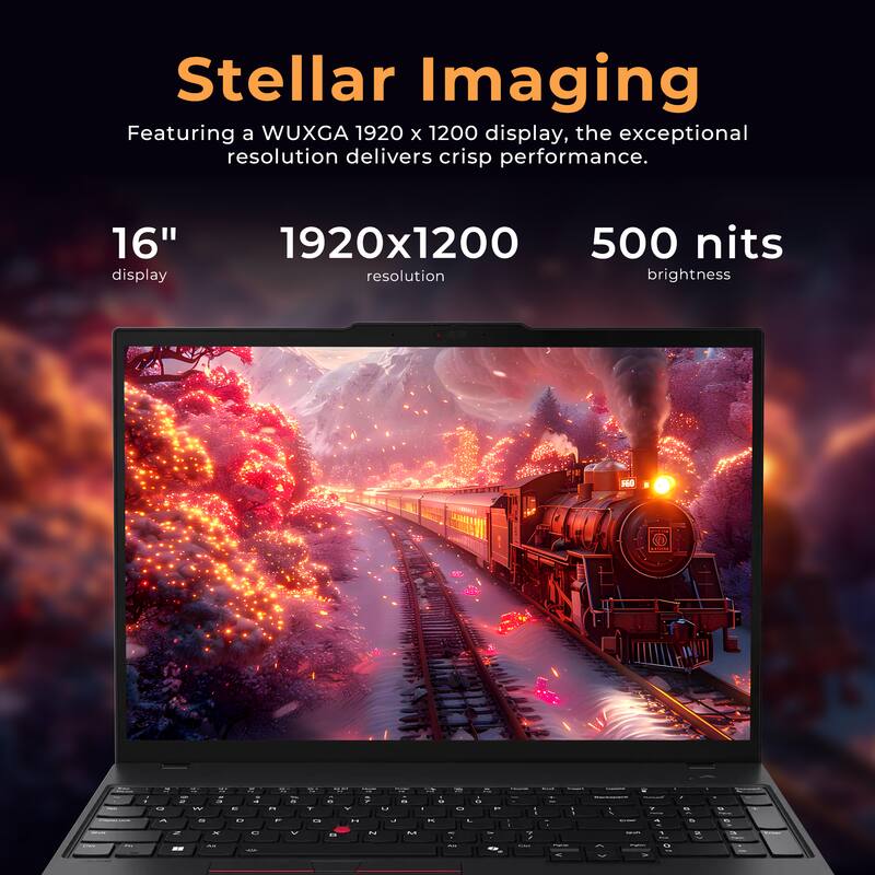Stellar Imaging  
Featuring a WUXGA 1920 x 1200 display, the exceptional resolution delivers crisp performance.  
16" display  
1920x1200 resolution  
500 nits brightness
