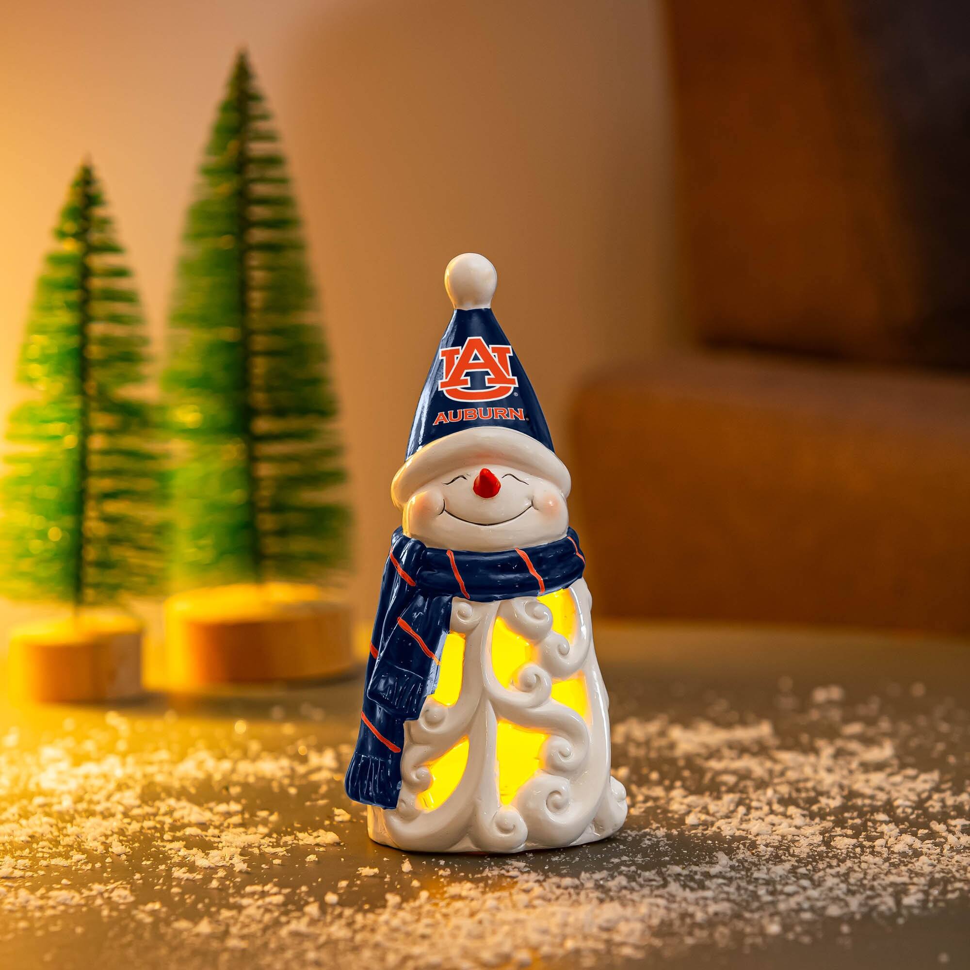 Alt View 1. Evergreen Enterprises - Auburn Tigers LED 8" Snowman Lit Garden Statue - Blue.