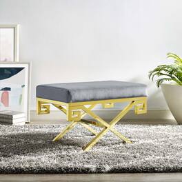 Rove Velvet Performance Velvet Bench by Modway - Gold Gray