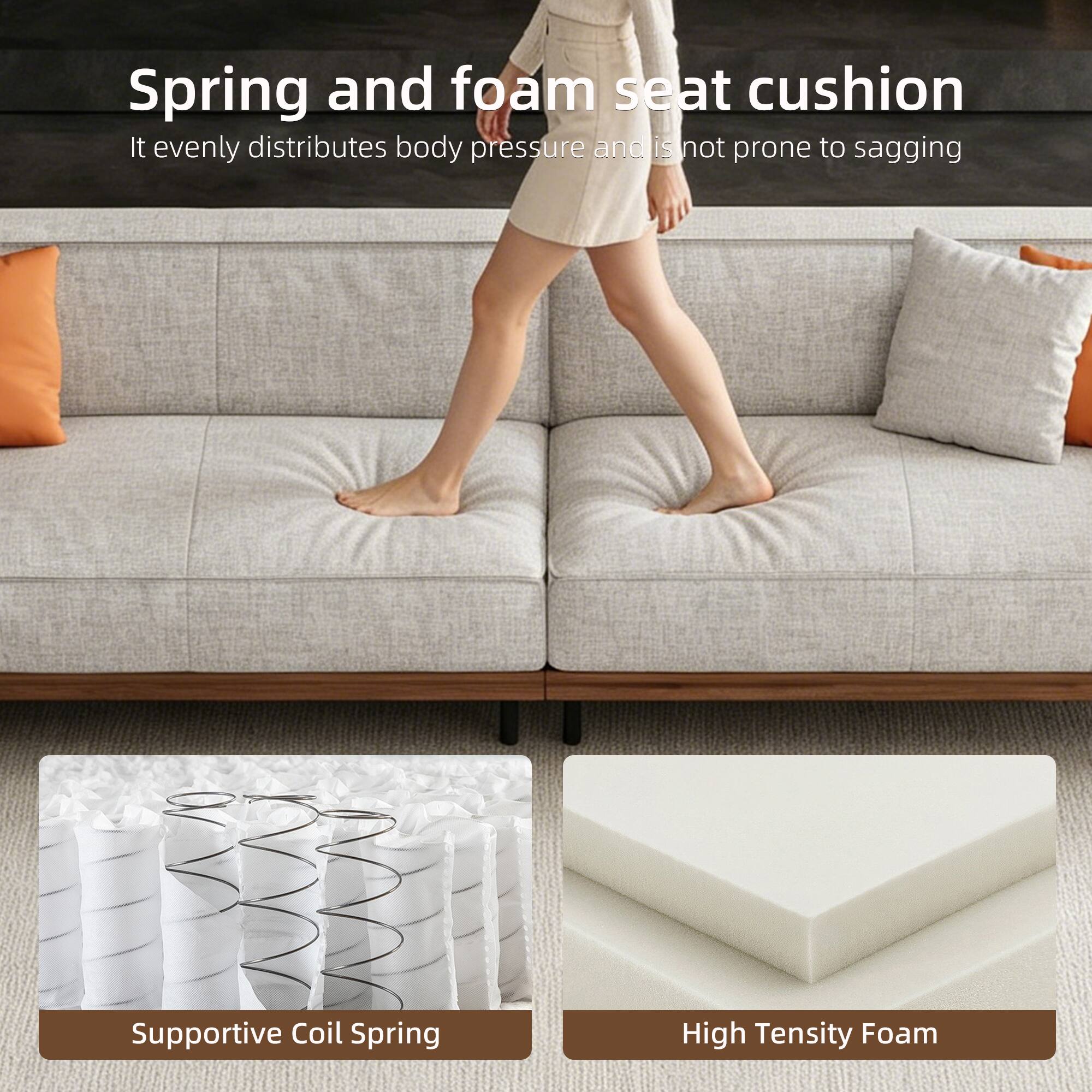 Spring and foam seat cushion  
It evenly distributes body pressure and is not prone to sagging  

Supportive Coil Spring  
High Tensity Foam