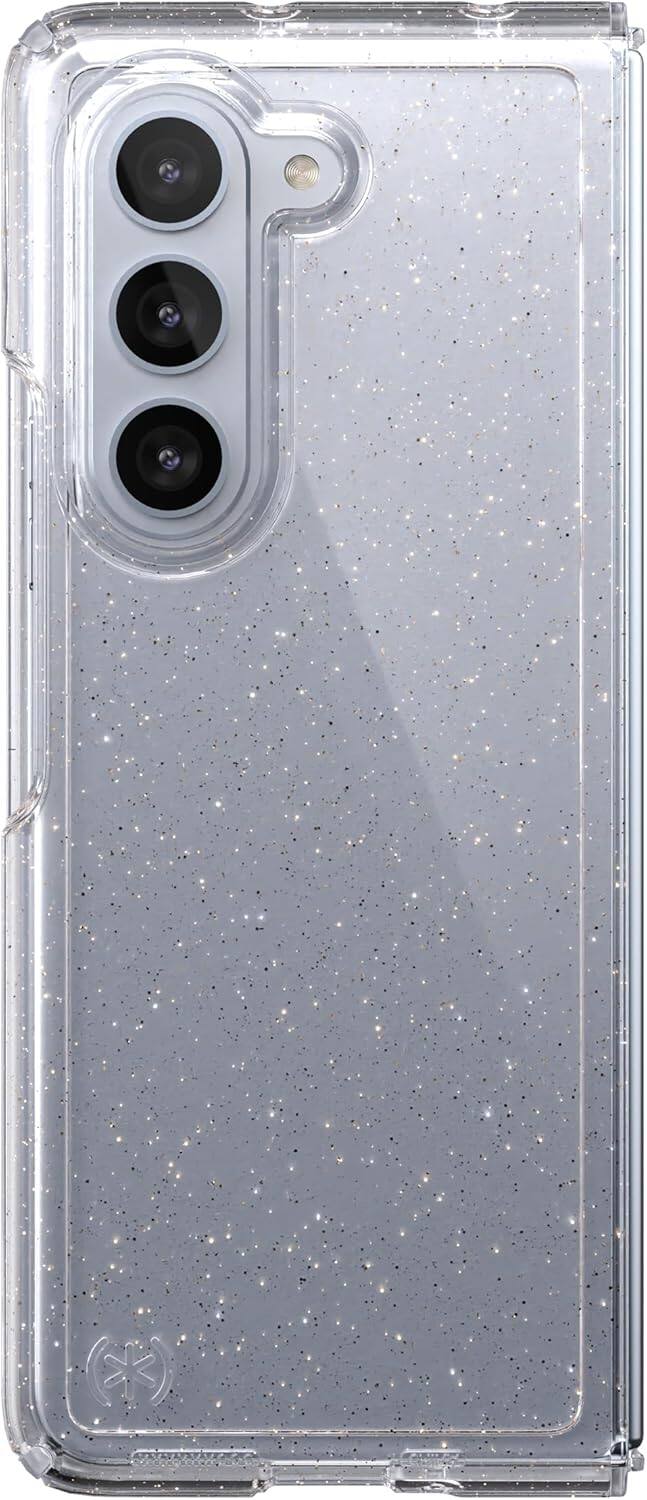 Alt View 1. Speck - Speck Presidio Perfect-Clear Fold With Glitter Case - Samsung Galaxy Z Fold5 - Clear/Gold Glitter.