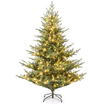 Front. Costway - Costway 6 FT Artificial Christmas Tree with 830 Branch Tips 260 LED Lights 8 Lighting Modes - Green.