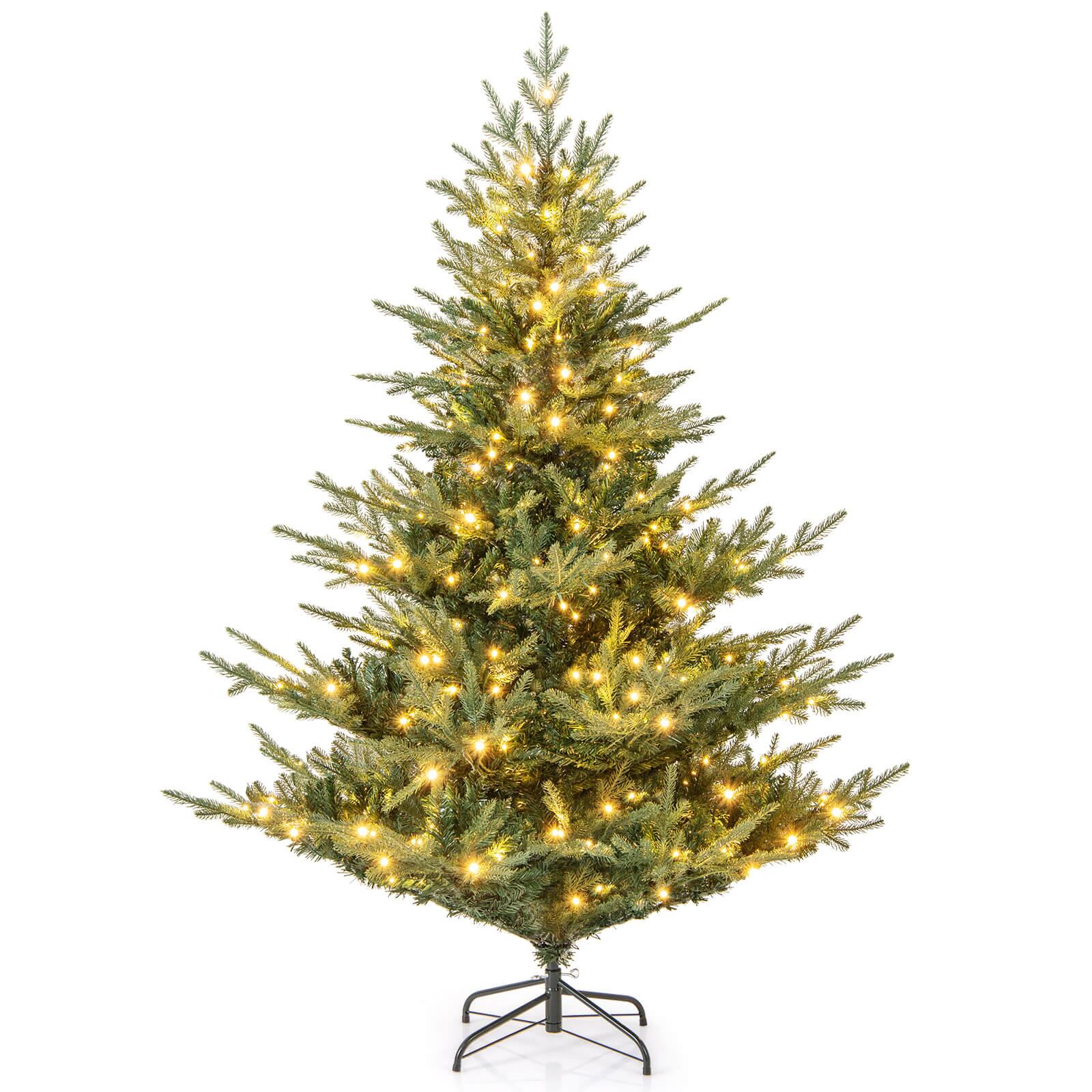 Costway - 6 FT Artificial Christmas Tree with 830 Branch Tips 260 LED Lights 8 Lighting Modes - Green