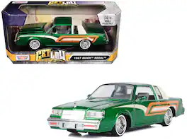 1987 Buick Regal 3.8 SFI Turbo Green Metallic and Cream with Graphics "Get Low" Series 1/24 Model Car by Motormax