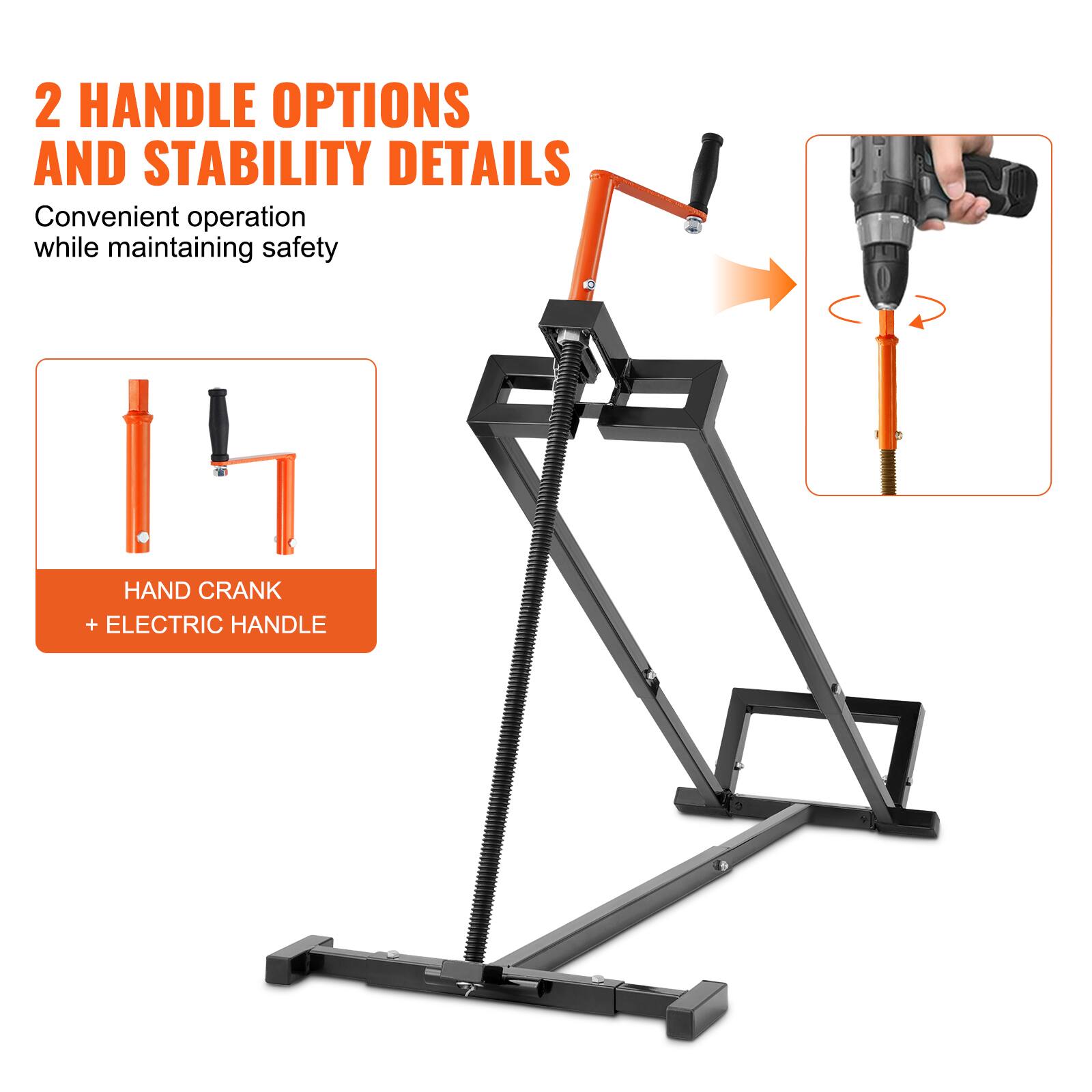 2 HANDLE OPTIONS AND STABILITY DETAILS  
Convenient operation while maintaining safety  

HAND CRANK + ELECTRIC HANDLE