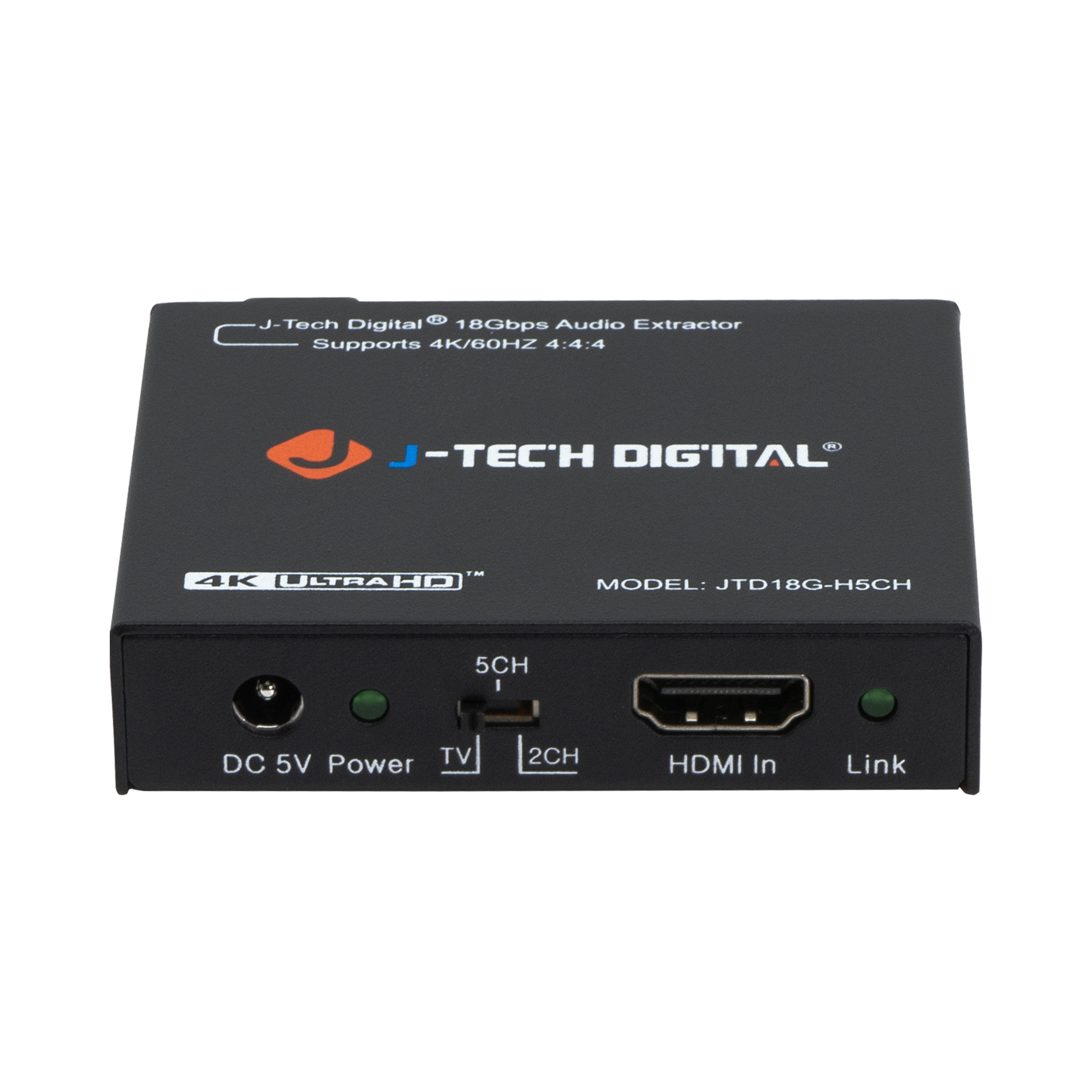 J-Tech Digital - 4K 60Hz HDMI Audio Extractor with Optical and 3.5mm Outputs - Black