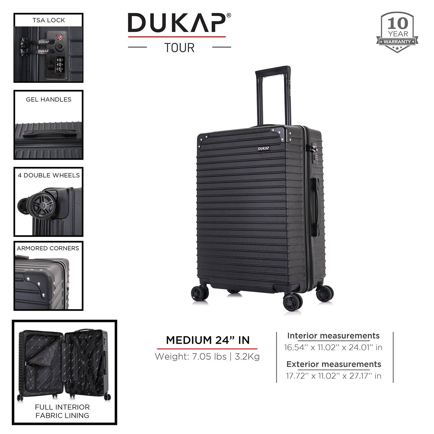 - TSA Lock
- Gel Handles
- 4 Double Wheels
- Armored Corners
- Full Interior Fabric Lining

- Medium 24" IN
- Weight: 7.05 lbs | 3.2Kg
- Interior measurements: 16.54" x 11.02" x 24.01" in
- Exterior measurements: 17.72" x 11.02" x 27.17" in

- 10 Year Warranty