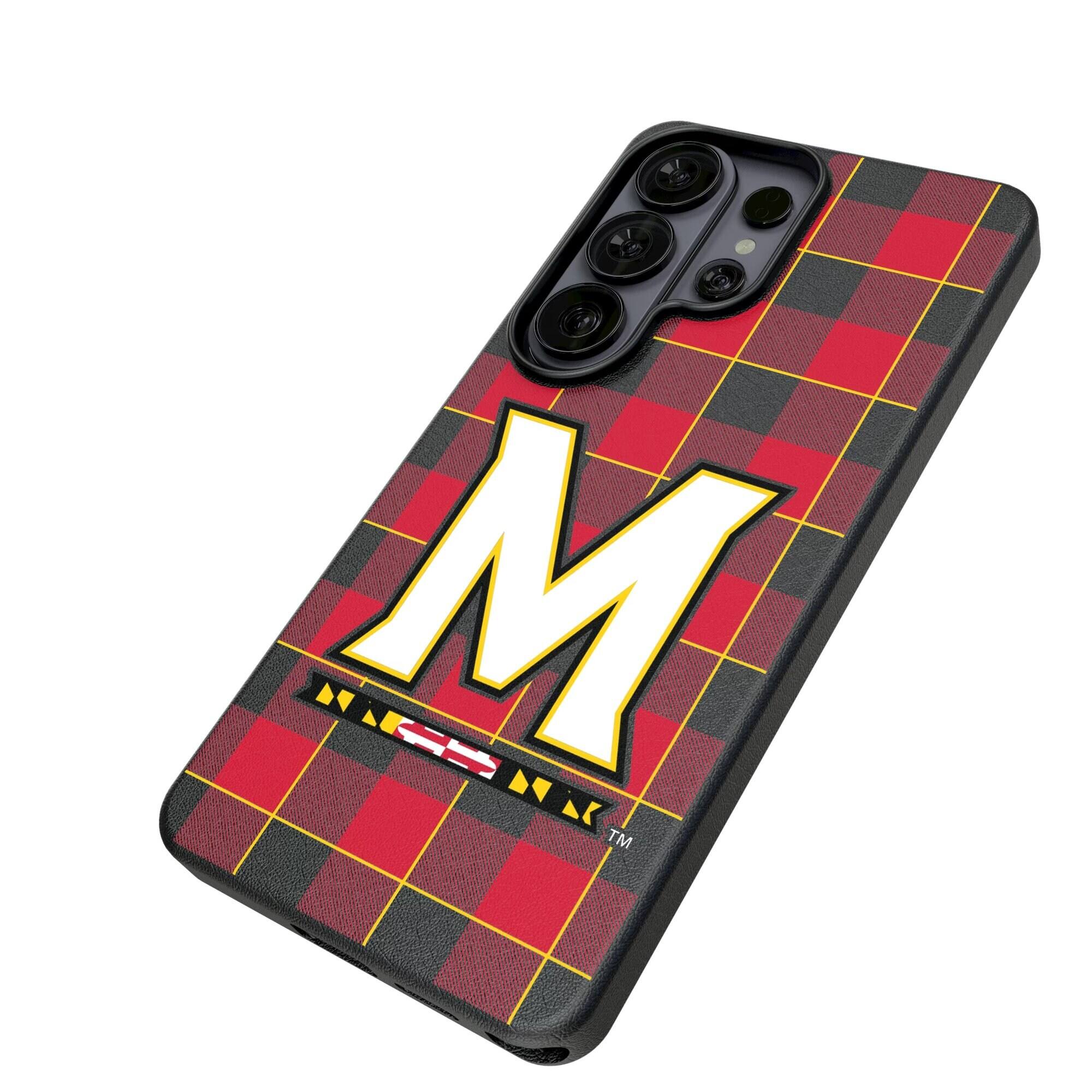 Alt View 1. Keyscaper - Maryland Terrapins Plaid Galaxy Magnetic Bump Case - S26 - Black.