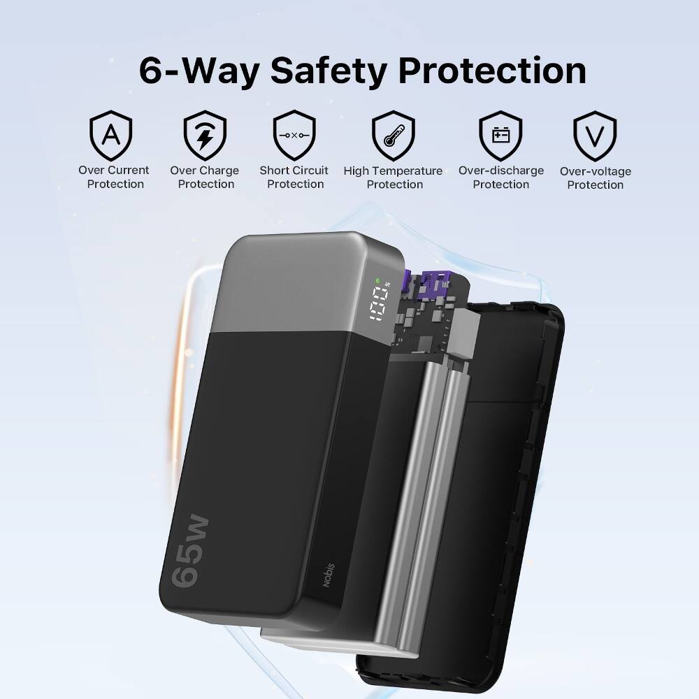 6-Way Safety Protection

A
JXP
V

Over Current Protection
Over Charge Protection
Short Circuit Protection
High Temperature Protection
Over-discharge Protection
Over-voltage Protection

65w
Nobis