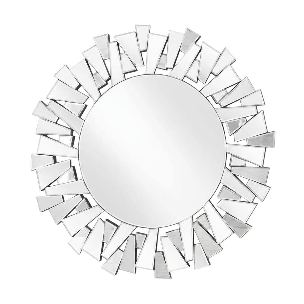 Front. Elegant Decor - Sparkle 31.5 in. Contemporary Round Mirror in Clear - Clear.
