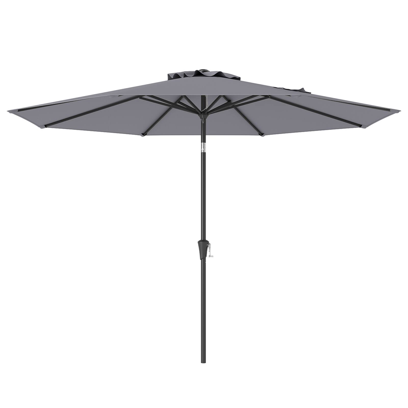 Alt View 9. Gymax - Gymax Patio Heavy Duty Market Umbrella w/ Tilt Mechanism Crank Handle 8 Sturdy Ribs Outdoor - Grey.
