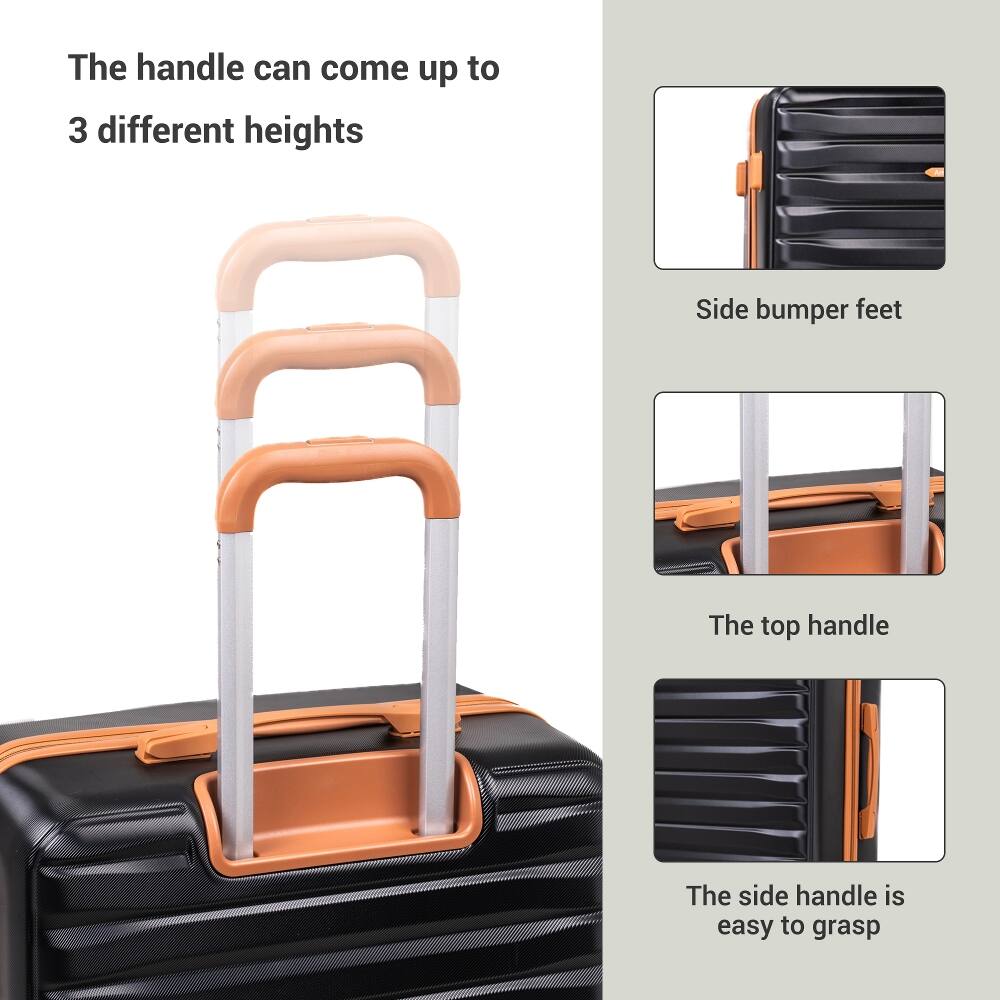 The handle can come up to 3 different heights

- Side bumper feet
- The top handle
- The side handle is easy to grasp