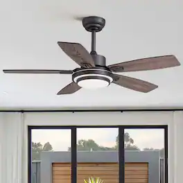 Siljoy - 52-in Ceiling Fan with Grey or Oak Color Blades Ceiling Fan With Light - Remote Included - Gray